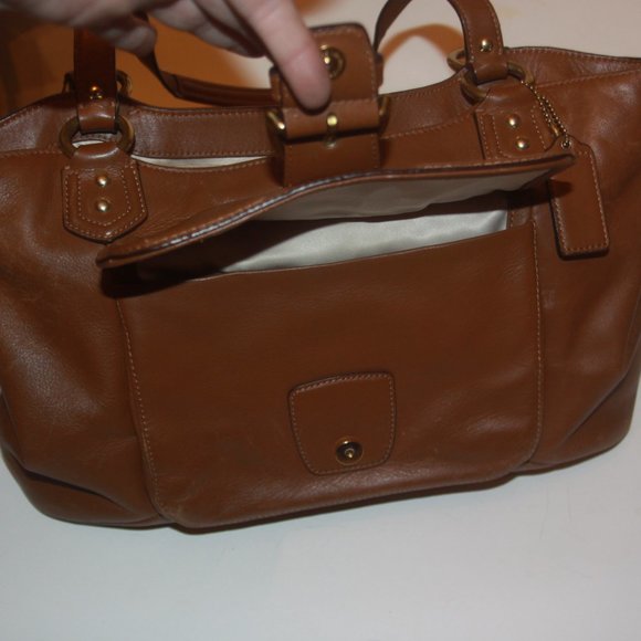 COACH F24961 Campbell Leather Belle Carryall Tote Bag Camel Brown 24961 - Picture 2 of 8